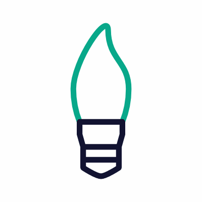 Flame Bulb, Animated Icon, Outline