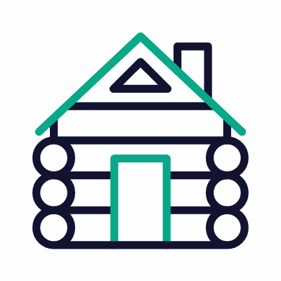 Cabin, Animated Icon, Outline