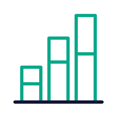 Bar Chart Stacked Vertical Grow, Animated Icon, Outline