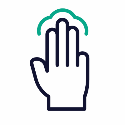 Tap Three Fingers, Animated Icon, Outline