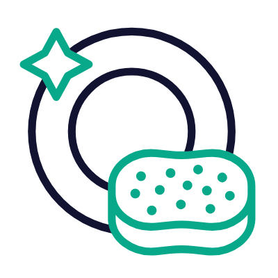 Plate Cleaning, Animated Icon, Outline