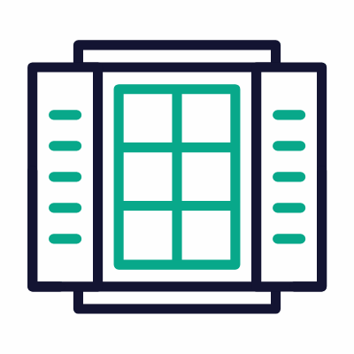 Window Shutters, Animated Icon, Outline