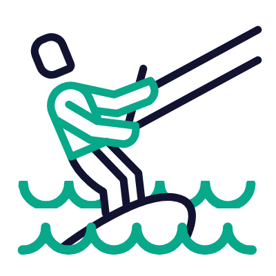 Kitesurfing, Animated Icon, Outline