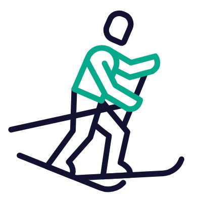 Cross Country Skiing, Animated Icon, Outline