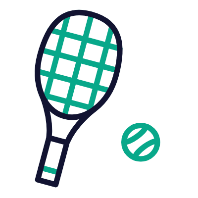 Ground Tennis Racquet, Animated Icon, Outline