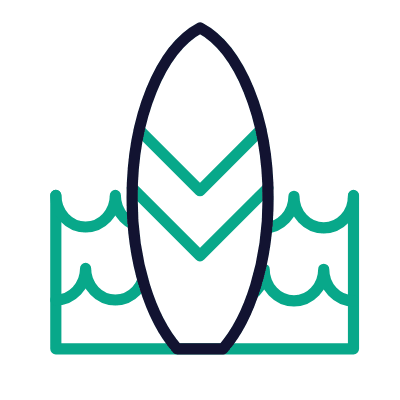 Surfboard, Animated Icon, Outline