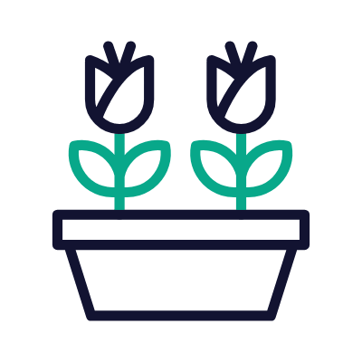 Pot Flower, Animated Icon, Outline