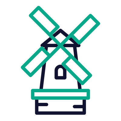 Windmill Retro, Animated Icon, Outline