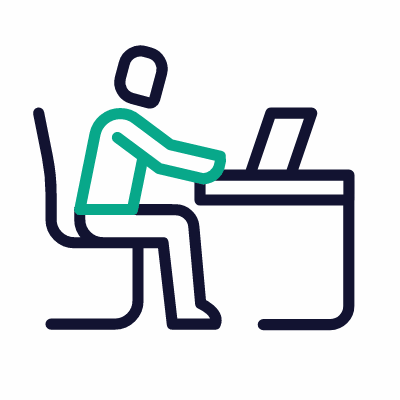 Person Office Work, Animated Icon, Outline
