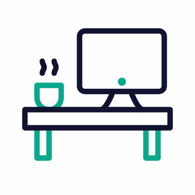 Office Desk, Animated Icon, Outline