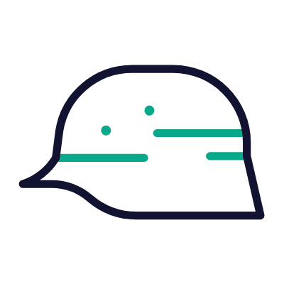 Military Helmet, Animated Icon, Outline