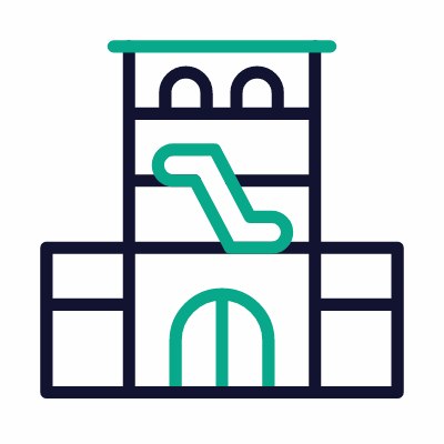 Shopping Mall, Animated Icon, Outline