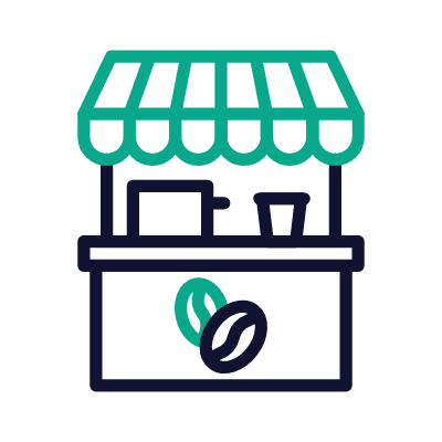 Coffee Stand, Animated Icon, Outline