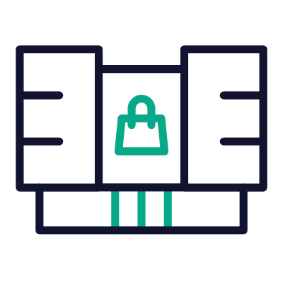 Shopping Mall, Animated Icon, Outline