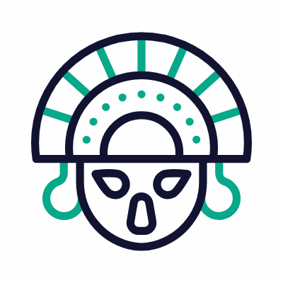 Aztec Mask, Animated Icon, Outline