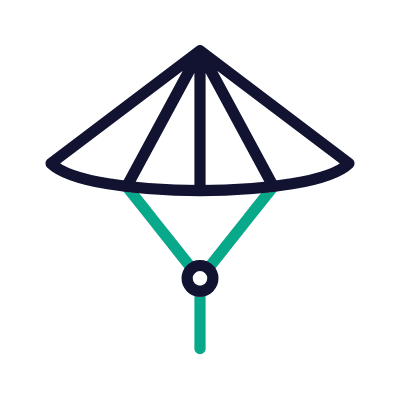 Asian Hat, Animated Icon, Outline