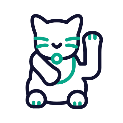 Maneki Cat, Animated Icon, Outline