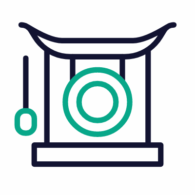 Gong, Animated Icon, Outline