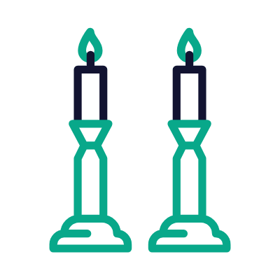 Shabbat Candles, Animated Icon, Outline