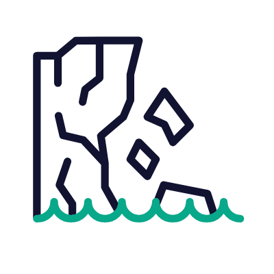Melting Glacier, Animated Icon, Outline