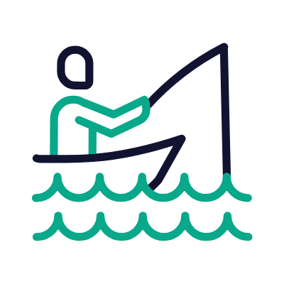 Fishing, Animated Icon, Outline