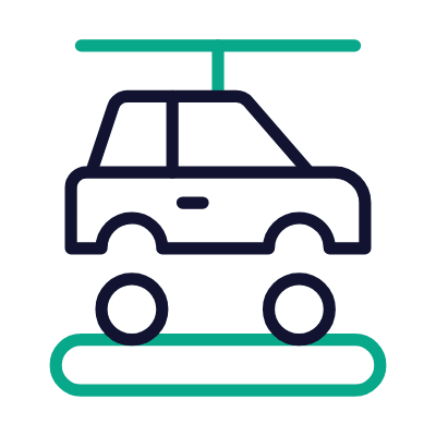 Car Factory Line, Animated Icon, Outline