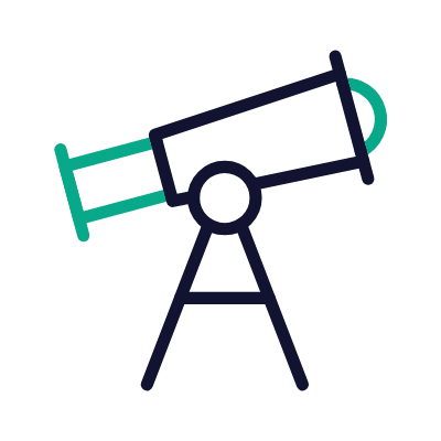 Telescope, Animated Icon, Outline