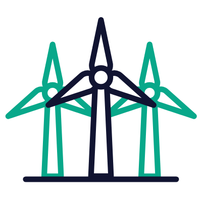 Wind Turbines, Animated Icon, Outline