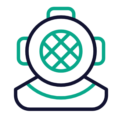 Diving helmet, Animated Icon, Outline