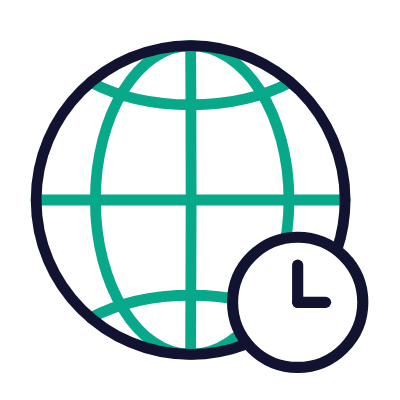 Globe Clock, Animated Icon, Outline