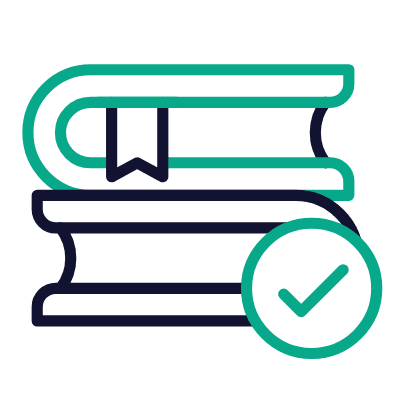 Books Check, Animated Icon, Outline