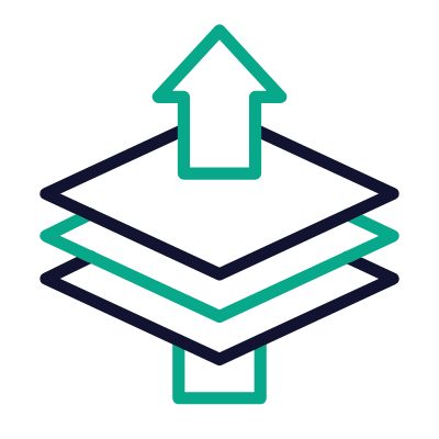 Layers Arrow Up, Animated Icon, Outline