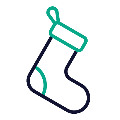Christmas Sock, Animated Icon, Outline