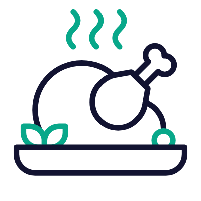 Roast Turkey, Animated Icon, Outline