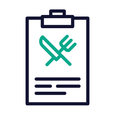 Clipboard Food Menu, Animated Icon, Outline
