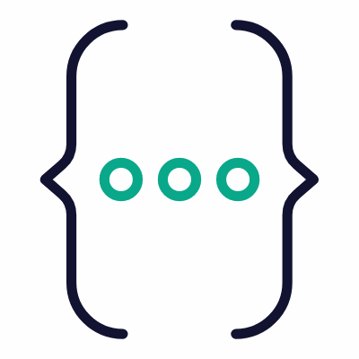 Curly Brackets Dots, Animated Icon, Outline