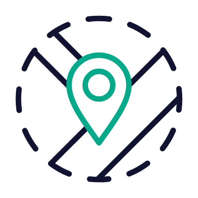 Location Pin Geofence, Animated Icon, Outline