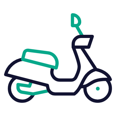 Vespa Scooter, Animated Icon, Outline