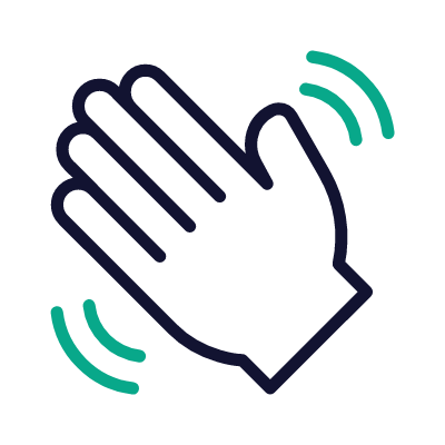 Hand Hello, Animated Icon, Outline