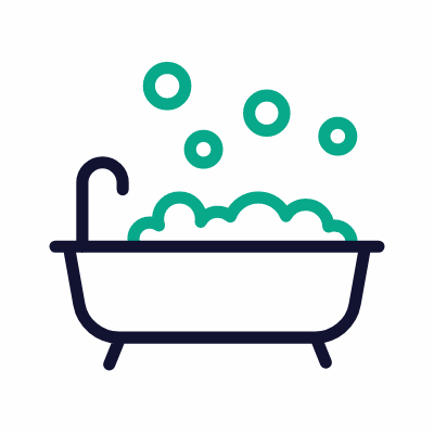 Bathtub Bubbles, Animated Icon, Outline