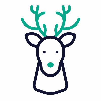 Reindeer Head, Animated Icon, Outline