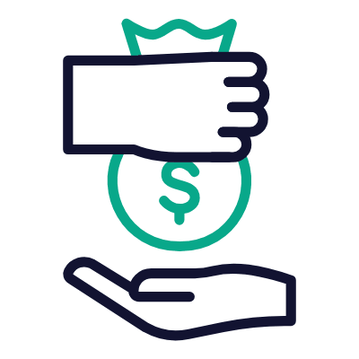 Hands Giving Money, Animated Icon, Outline