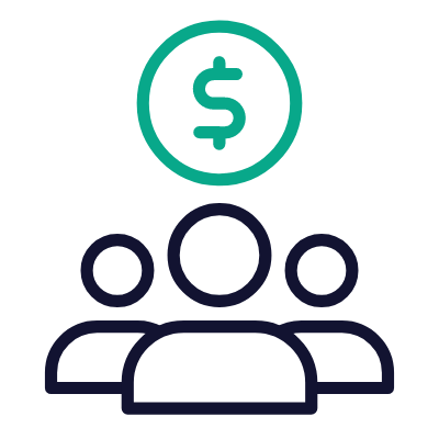 Avatars Collecting Money, Animated Icon, Outline
