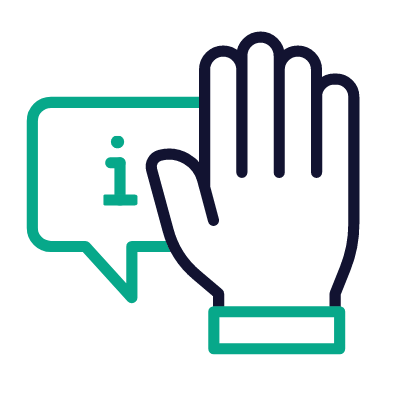 Hand Chat Info, Animated Icon, Outline