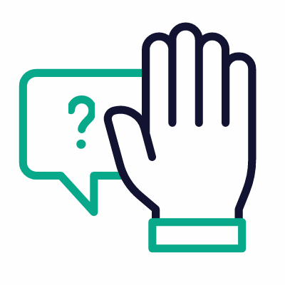 Hand Chat Question, Animated Icon, Outline