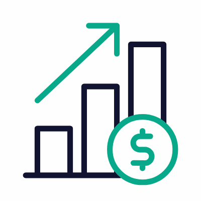 Bar Chart Money Grow, Animated Icon, Outline