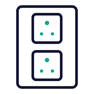 Outlet Double Type D, Animated Icon, Outline