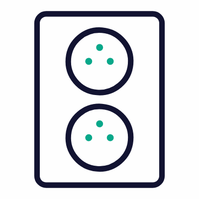 Outlet Double Type E, Animated Icon, Outline