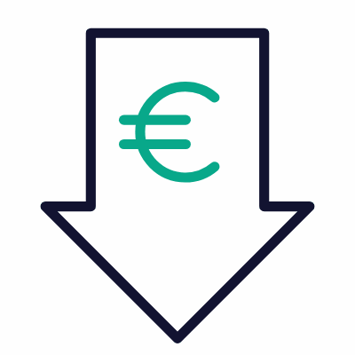EUR Decrease, Animated Icon, Outline