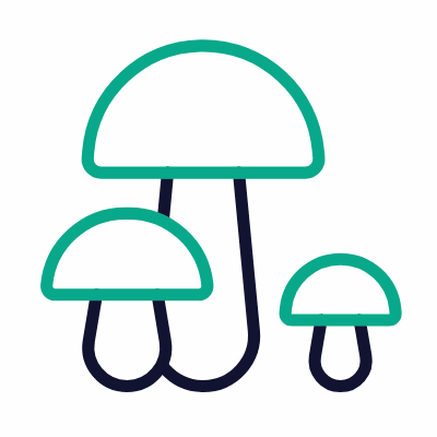 Three Mushrooms, Animated Icon, Outline